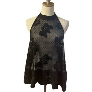 Free People Womens Frankie Lace Sheer Tank Size L Boho Festival Whimsigoth NWT